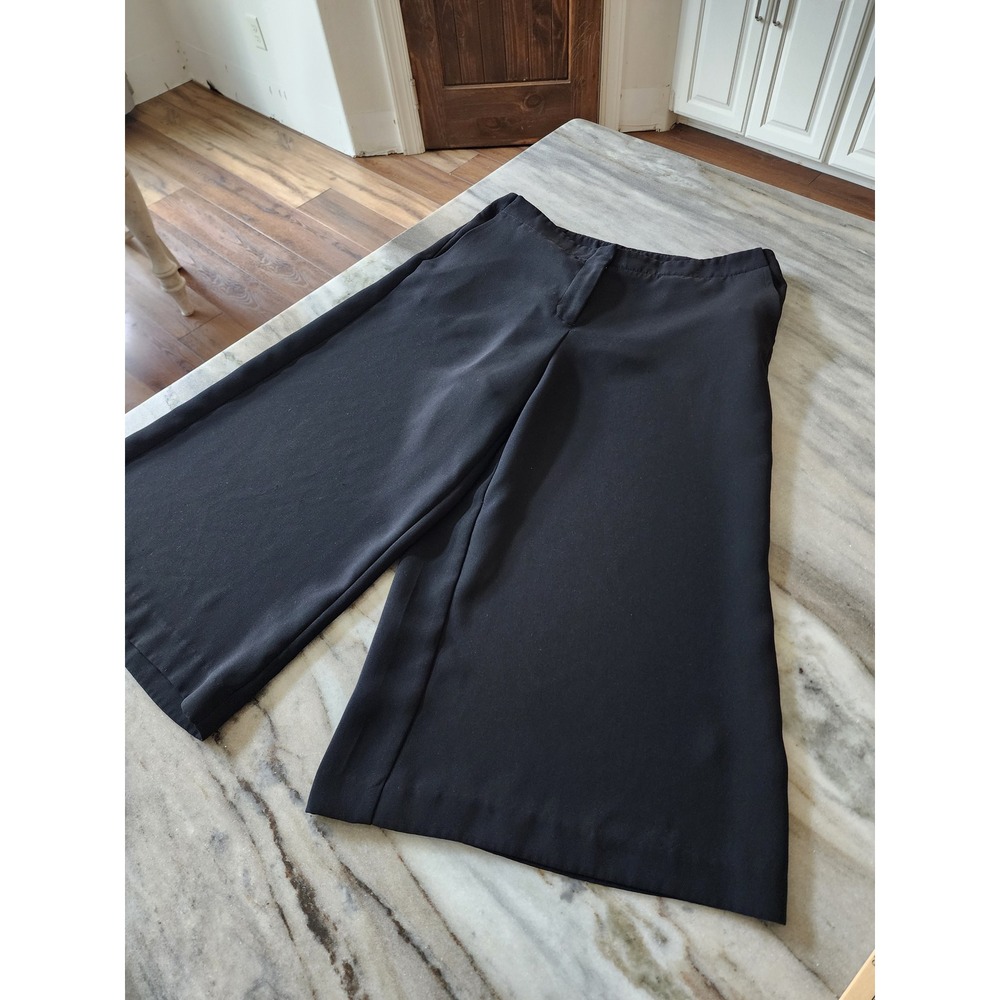 New York & Company Black Wide Leg Culottes Cropped Dress Pants Womens Size 8